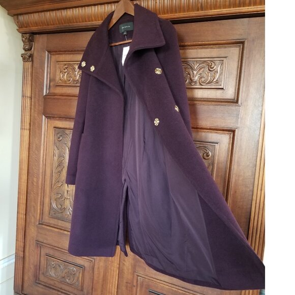 NEW Plum Wool-Blend Coat - Picture 3 of 10